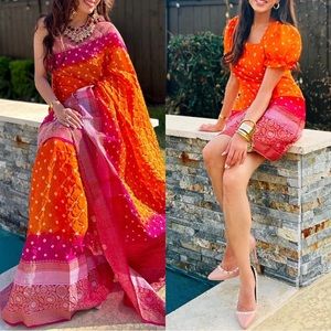 Upcycled bandhani dress